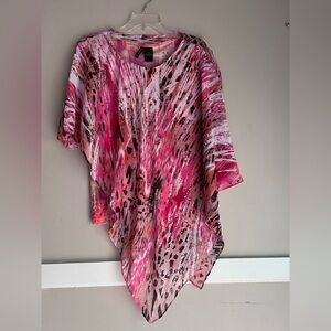New Directions Pink and Black Abstract Tunic